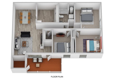 Floor plan for 3 beds, 1 bath